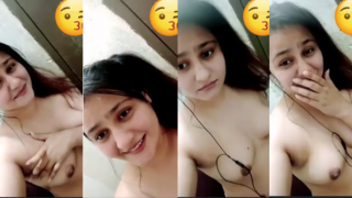 Chubby Shy Indian Girl Strips Nude and Plays with Boobs for BF