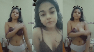 Cute Indian Girl’s Video Call Strip Boob Show
