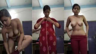 Wild Indian Teacher’s Red Suit Strip and Pussy Flaunt