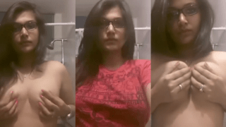 Bathroom Secretary Stripping Boob Show Tease