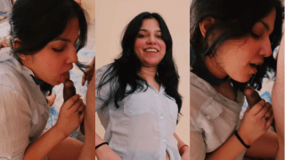 Beautiful Girl Belt Around Neck Becomes Bitch For Blowjob