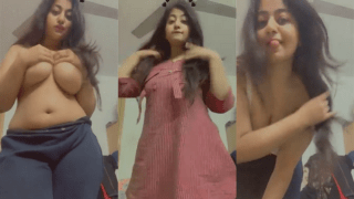 Chubby Girl Strips Tease Grabs Presses Big Boobies