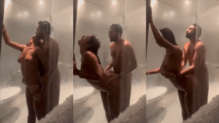 Desi Couple Shower Standing Back shots Girl Moans Guy Cums on Ass