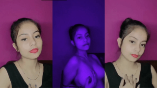 Petite Girl Shows Sexy Boobs Bites Lips to Turn Up Heat