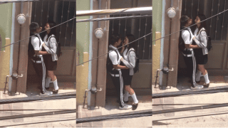 Wild College Girl Jerks BF on Road, Licks Cum While People Record Secretly