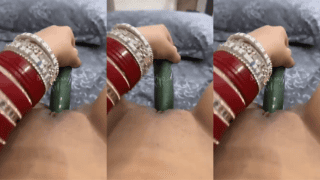 Newly Wed Wife With Chooda Records Cucumber Masturbation For Lover