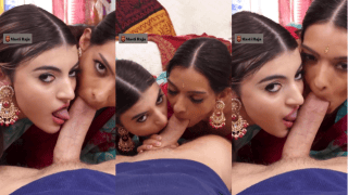 Two Slutty Desi NRI Girls Traditional Attire Double Suck Huge White Cock