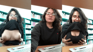 Vintage Viral Busty Desi Girl In Library Pulls Shirt Up To Show Big Boobies