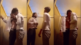 Hidden Camera Records Naughty College Couple Making Out in Bathroom