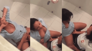 Lesbian Colleagues Juicy Pussy Eating & Fingering in Bathroom Secretly Recorded