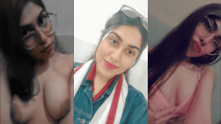 Sexy Indian Girlfriend With Glasses Masturbates Live on Call For Boyfriend