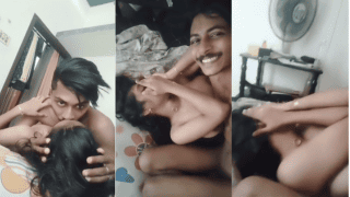 Cute Shy Indian Girl Hides Face While Lover Kisses & Sucks Boobies