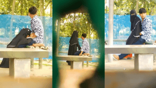 Horny Hijabi Girl Secretly Recorded Sucking Dick & Riding Lover On Park Bench – Risky Public Sex