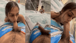 Caring Husband Gets Reward Blowjob In Swimming Pool From Hot Wife